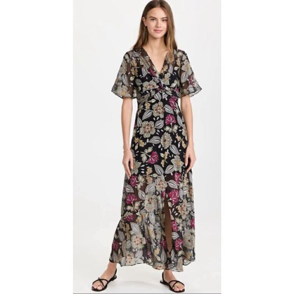 rag & bone Tamar Black  Floral Dress NWT Size 6 - Picture 1 of 14